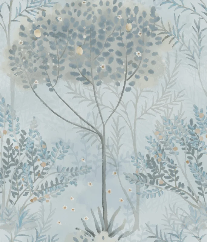 Orchard Wallpaper in Blue/Gray from the Mediterranean Collection