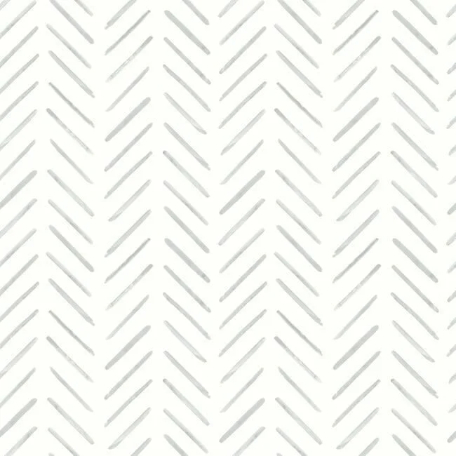 Painted Herringbone Wallpaper in Fog from the Water's Edge Resource Library