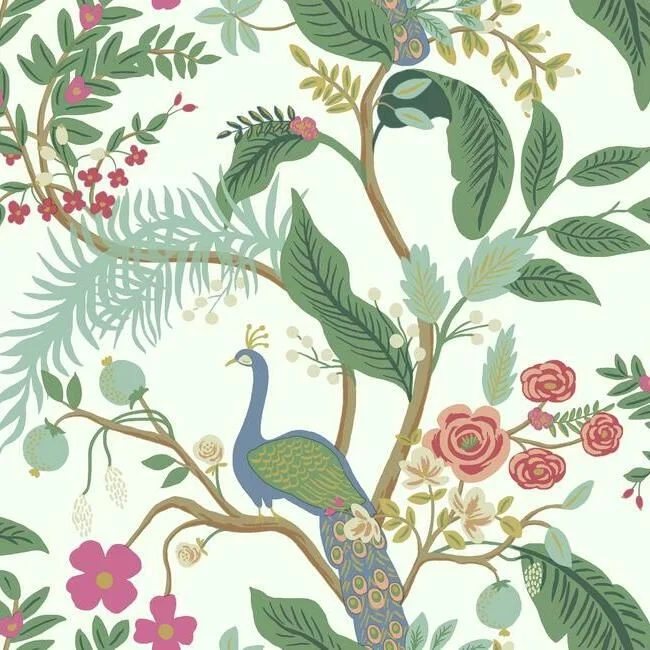 Peacock Wallpaper in Periwinkle from the Rifle Paper Co. Collection