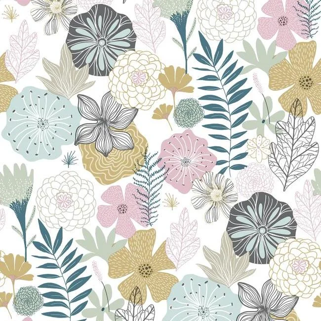 Perennial Blooms Peel & Stick Wallpaper in Jade