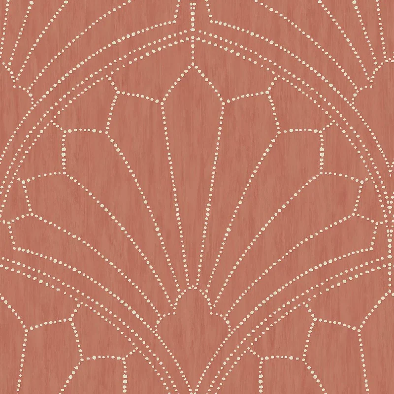 Scallop Medallion Wallpaper in Redwood and Ivory from the Boho Rhapsody Collection by Seabrook Wallcoverings