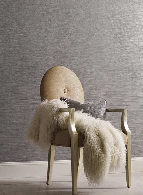 Shining Sisal Faux Grasscloth Wallpaper in Silver