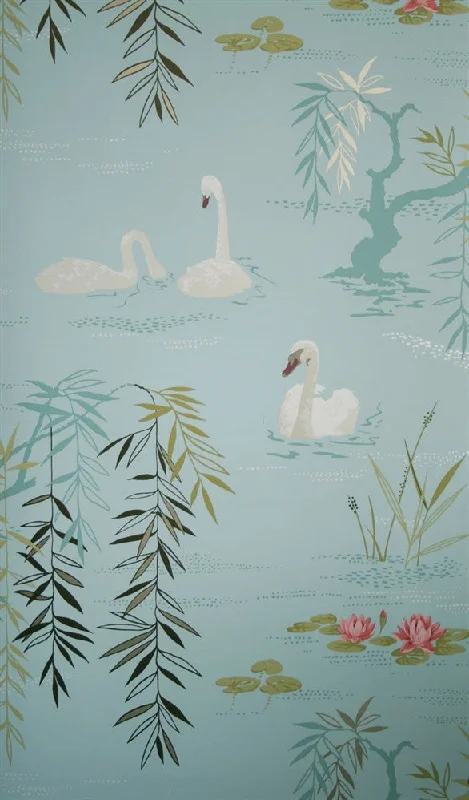 Swan Lake Wallpaper in Eggshell