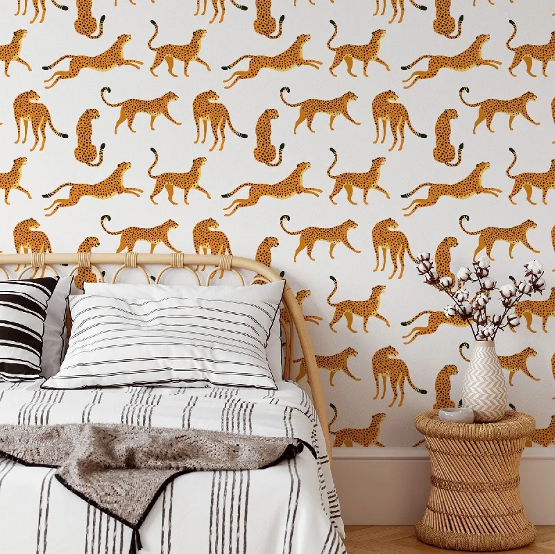 White Cheetah Animal Print Wallpaper - Peel and Stick Wallpaper