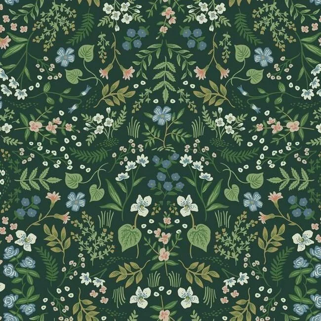 Wildwood Wallpaper in Hunter Green from the Rifle Paper Co. Collection