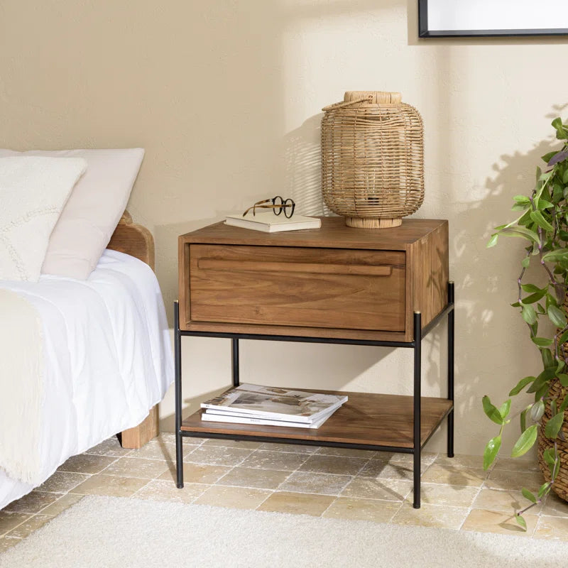 Asher Table 1 Drawer 1 Shelf In Reclaimed Teak Wood