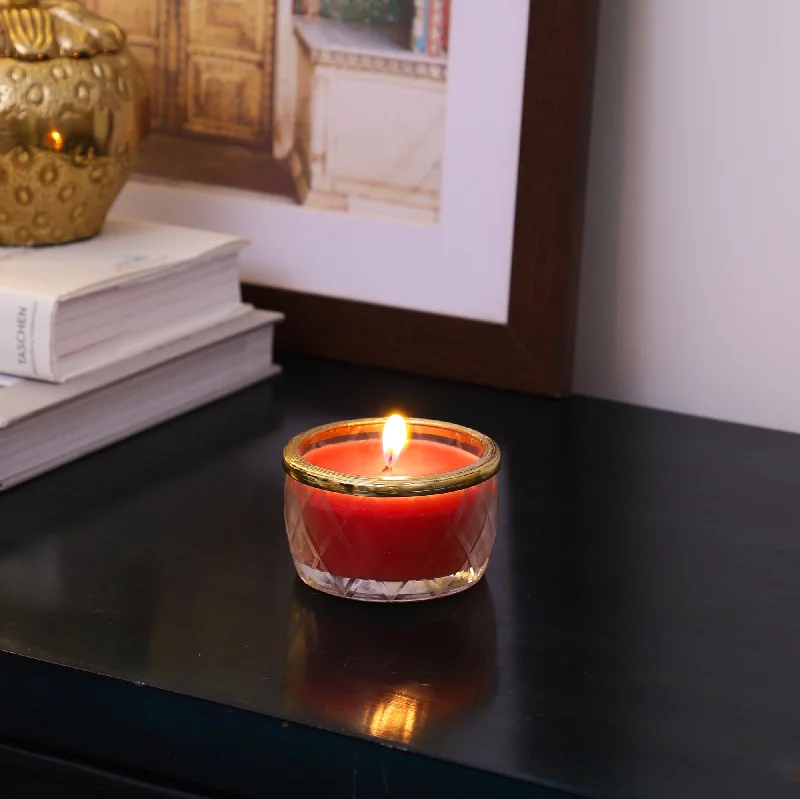 cherry blossom red scented candle jar with Golden ring