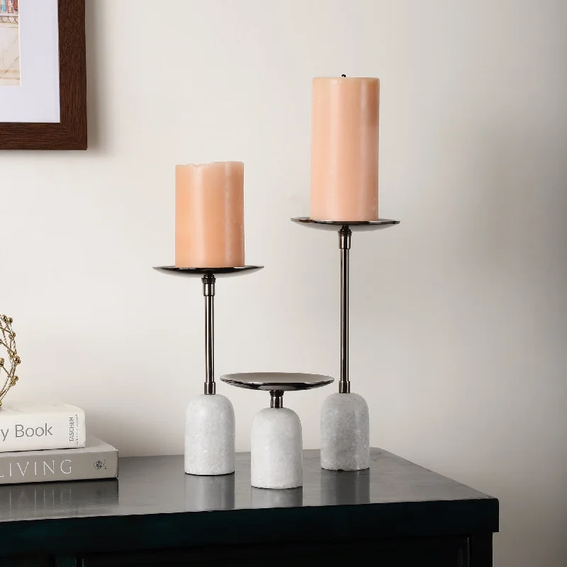 Marble Pri Pillar Candle Black Set