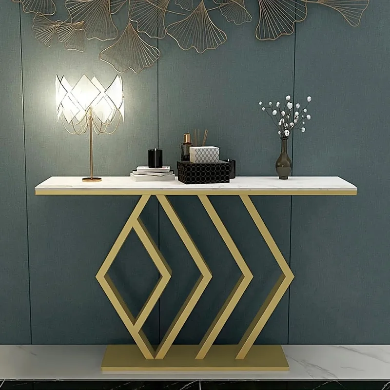 Modern Iron Console Table with Artful Symmetry and Luxe Industrial Appeal