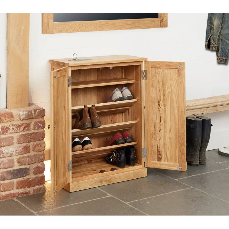 Noah  12 Pair Solid Wood Shoe Storage Cabinet