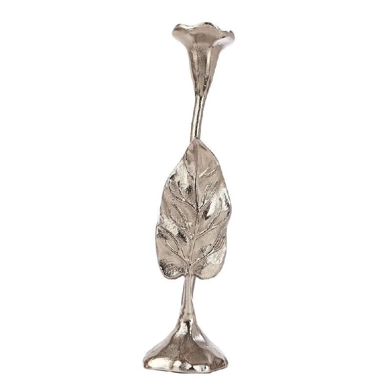 Jules Leaf Candle Holder Large Silver