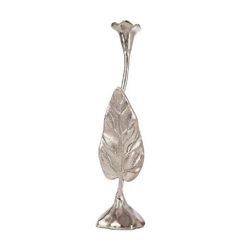 Jules Leaf Candle Holder Medium Silver