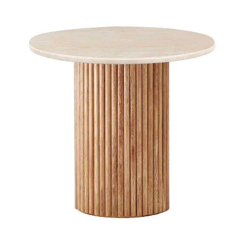 Cosmos Travertine Side Table (Oak, Travertine)