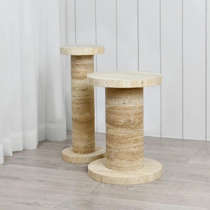 Olin Side Tables (Set of 2, Travertine)