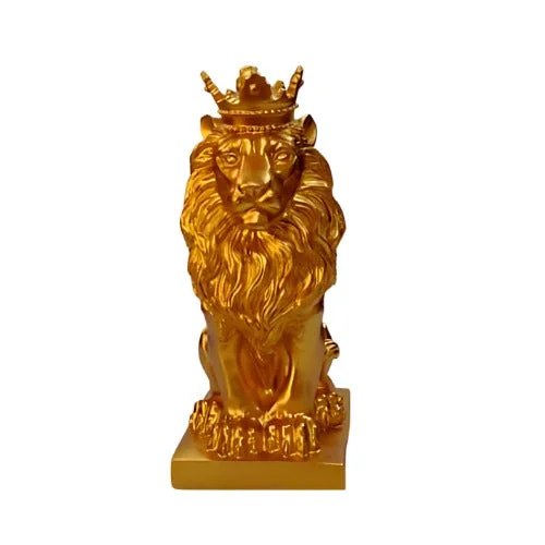 Abstract Crown Lion Sculpture Figurine -Gold