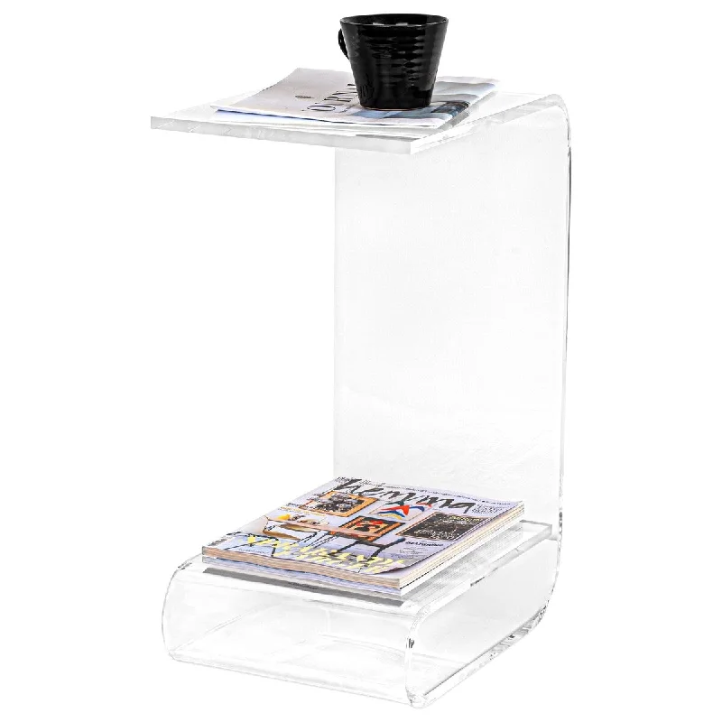 Acrylic End Table - G-Shaped End Coffee Tables - Transparent Small Drink Table - Acrylic Side Table for Home Office