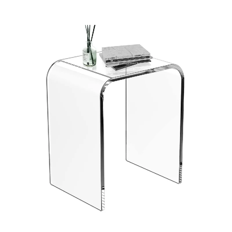 Acrylic Side Table, 16" L x 12" W x 18" H Transparent Small Side Table, Acrylic End Table Clear Nightstand and Stool