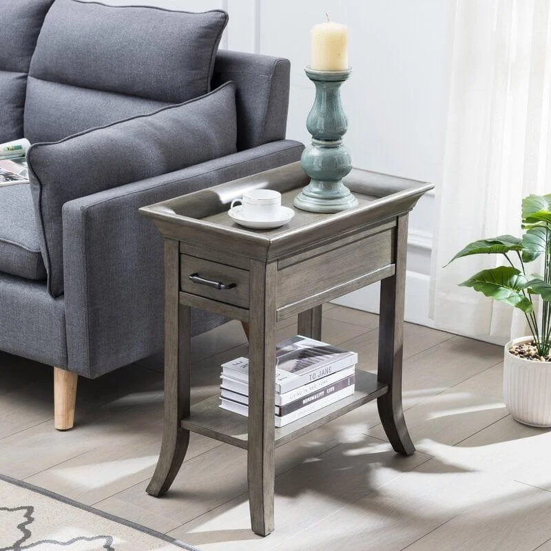 Clermont  Tall Tray Top End Table with Storage