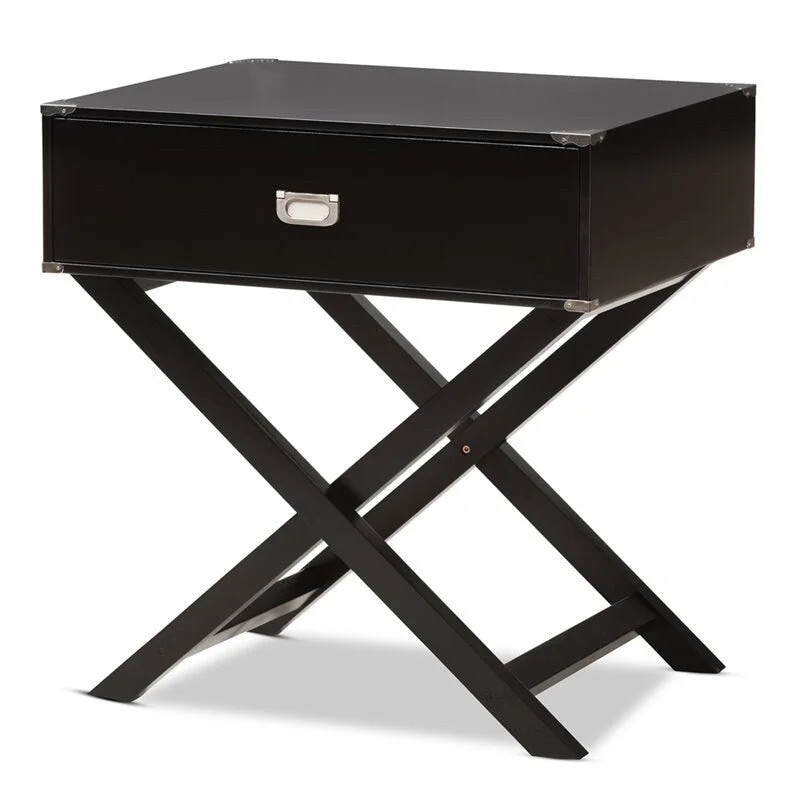 Curtice Modern And Contemporary Black 1-Drawer Wooden End Table