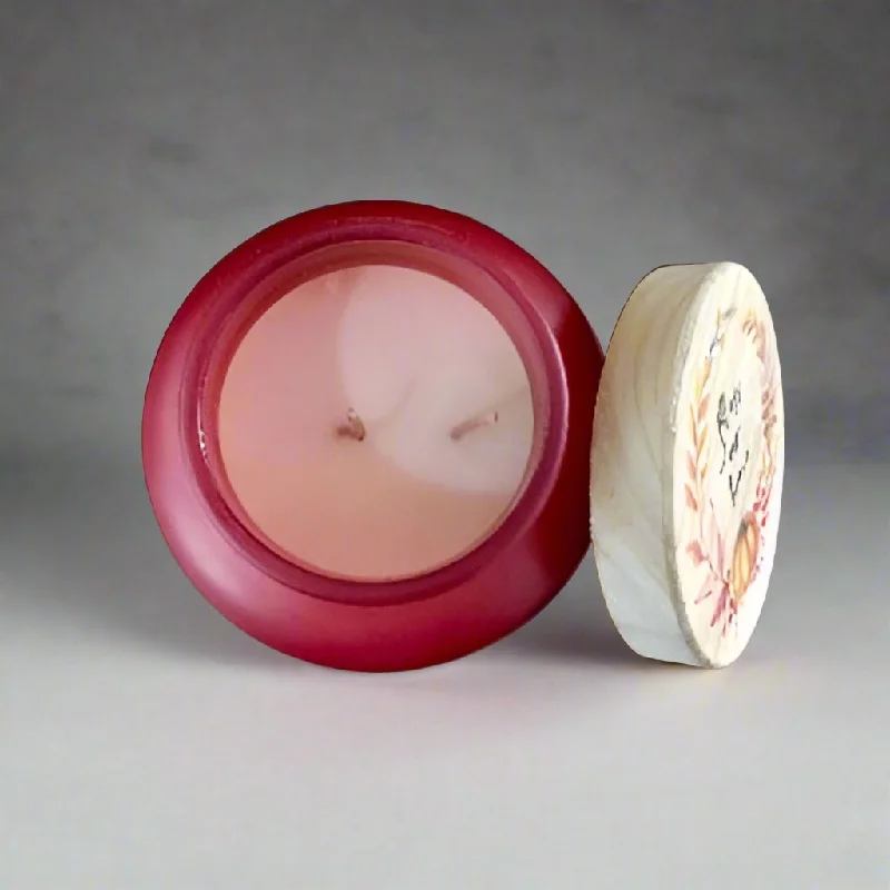 De Blossom Le Chandelle 2-Wick Frosted Bell Jar Cinnamon Spiced Apple Scented Candle - 16oz - 454g