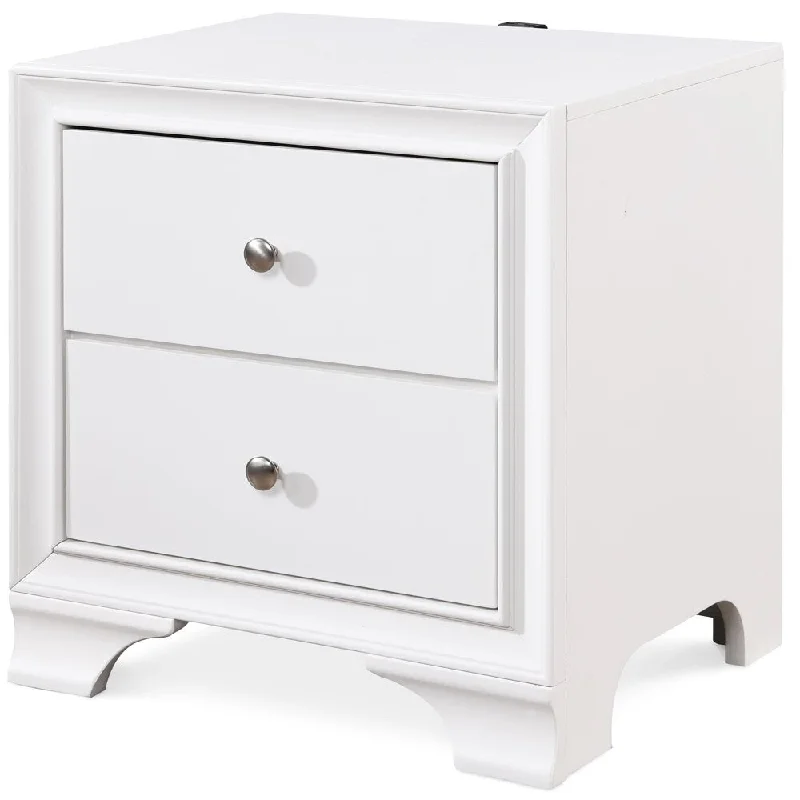 Edmond 2 Drawer Nightstand End Table with USB Charging Station, White