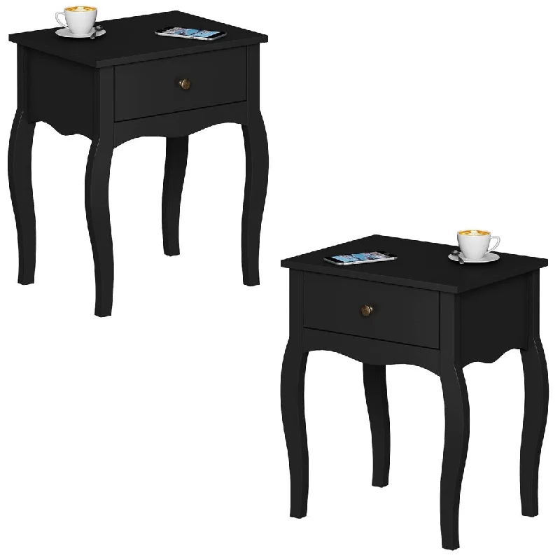 End Table with Wavy Silhouette & Curved Legs, Narrow Nightstand with Storage Drawer, Modern Side Table, Night Stands