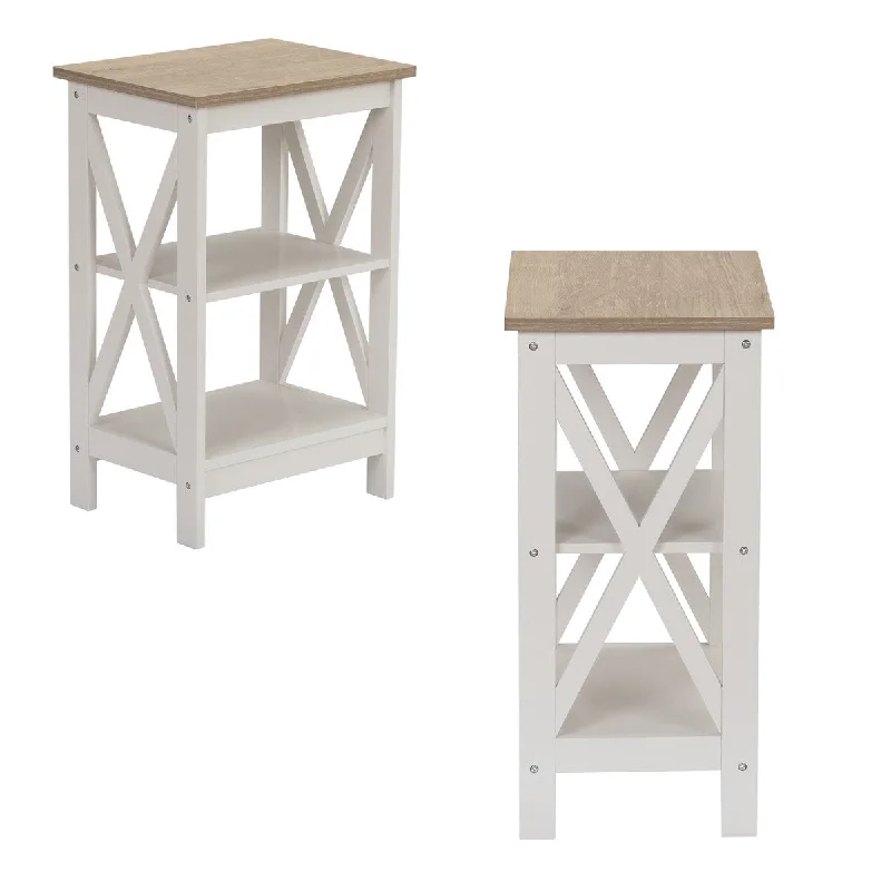 Ivory White 3-Tier Wood End Table, Side Table, and Nightstand - Versatile Design - Roomy Storage - Easy Assembly