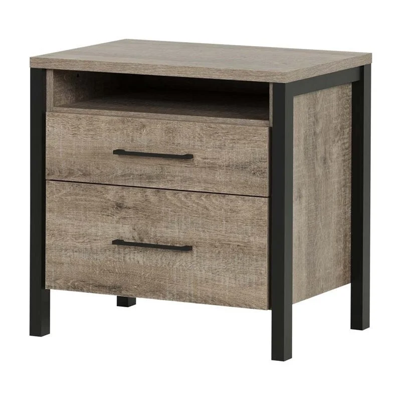 Munich 2-Drawer Nightstand - End Table with Storage Brown