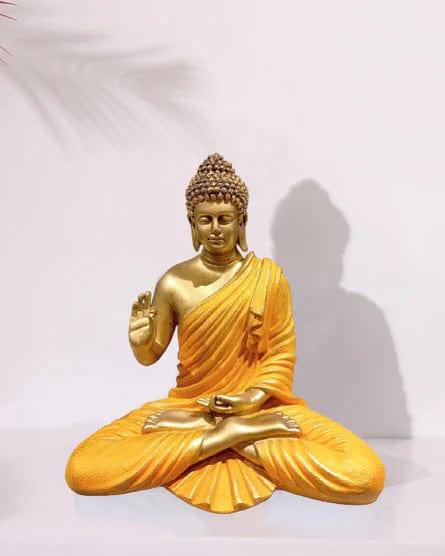 Yellow Polyresin Buddha Sculpture For Home Decoration