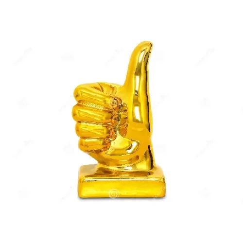 Thumbs - Up Hand Symbol Sculpture - Gold