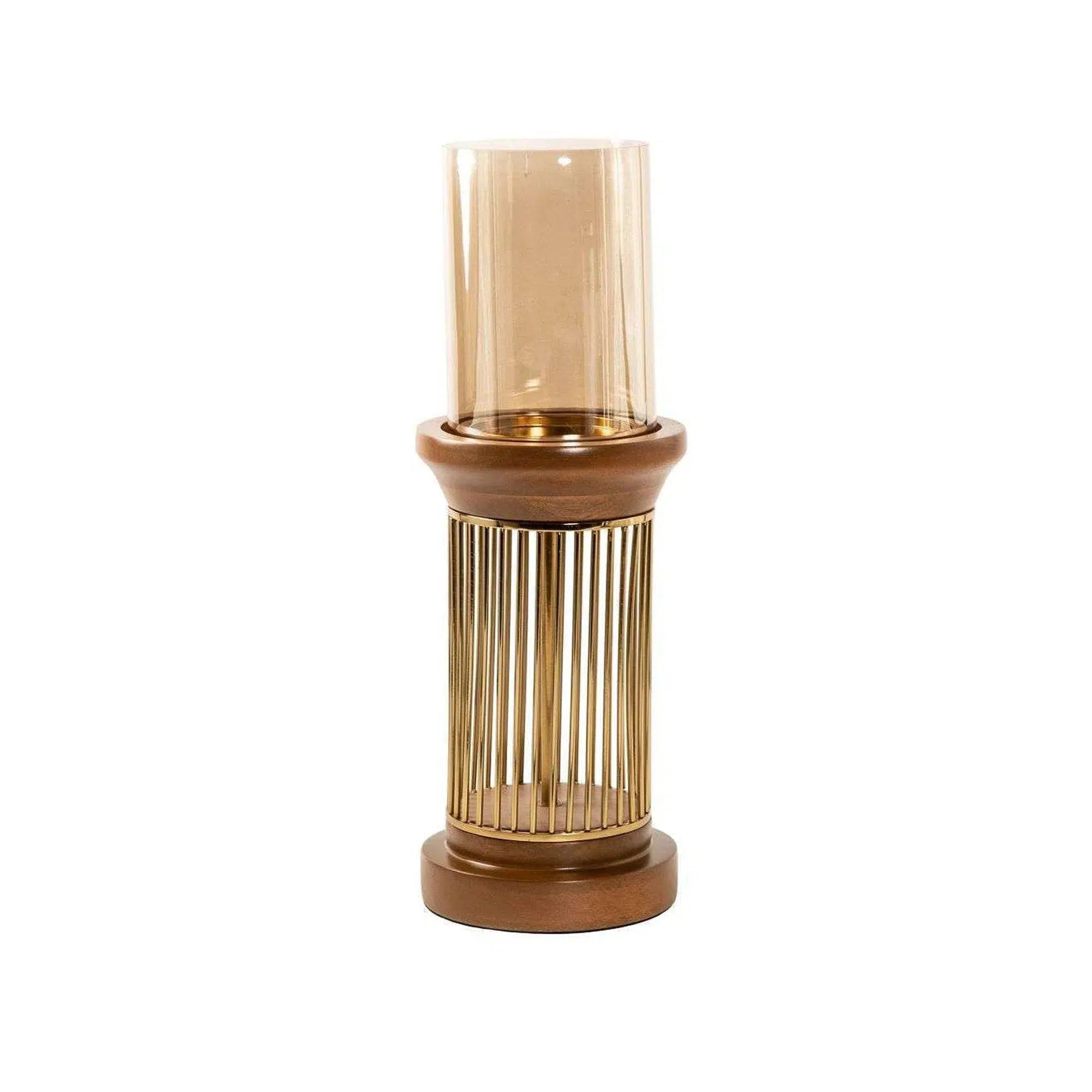 Wire Cylinder Candle Holder Gold