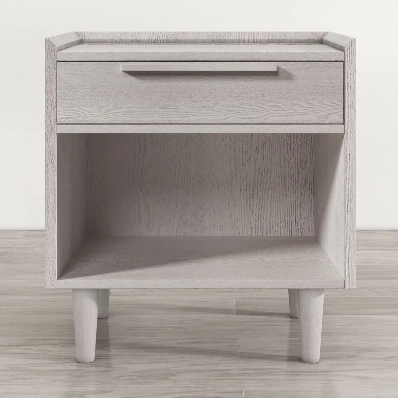 Wood Grain One-Drawer Side Table - Solid Wood Legs