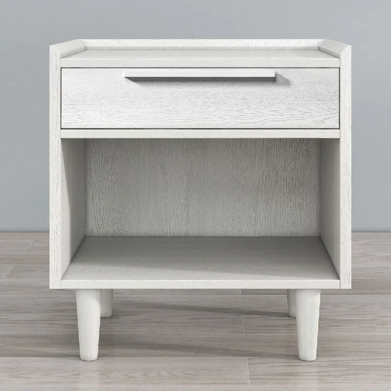 Wood Grain One-Drawer Side Table - Solid Wood Legs