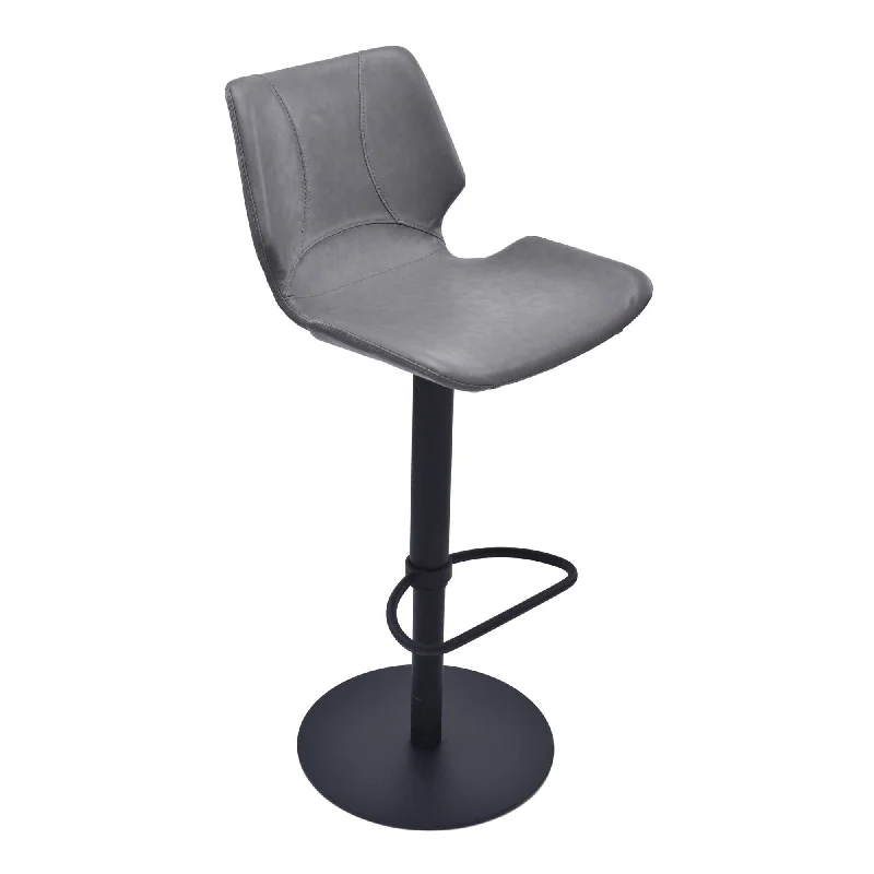 43" Faux Leather Swivel Low Back Adjustable Height Bar Chair - Gray / Black