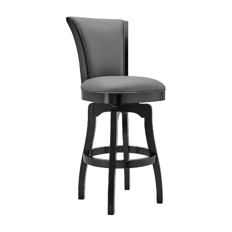 45" Faux Leather Swivel Bar / Height Bar Chair - Gray / Black