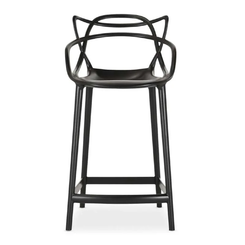 Abstract Mod Low Back Bar Height Chair With Footrest 43" - Black