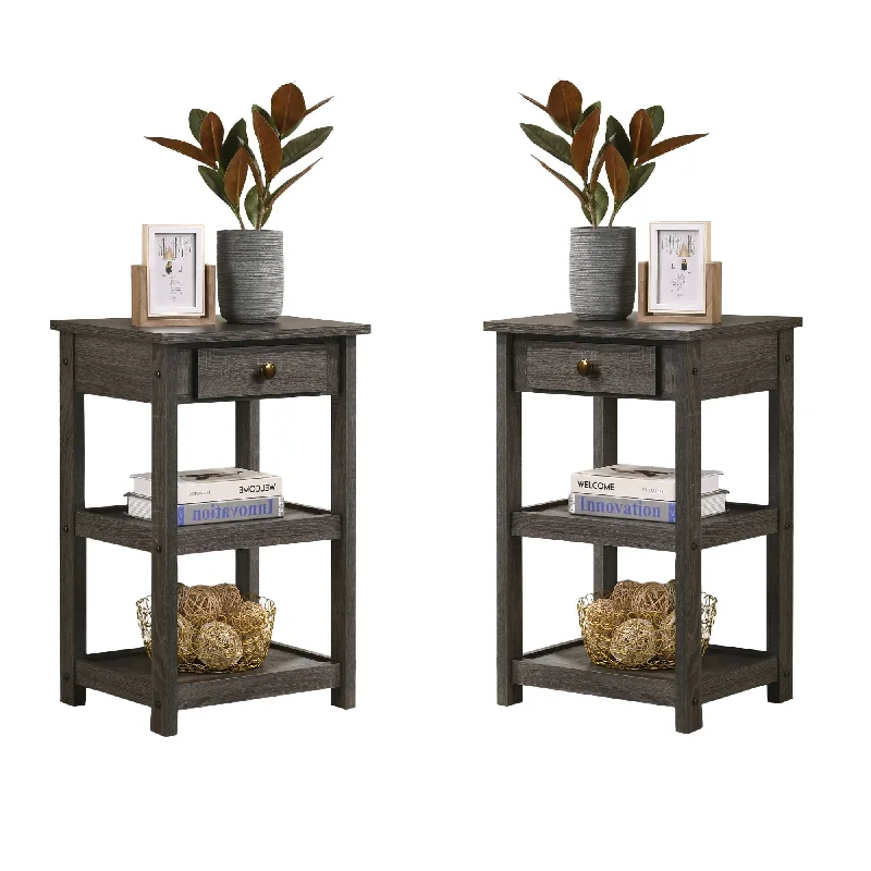 Arine - Console Table With Drawer And Shelves - Gray