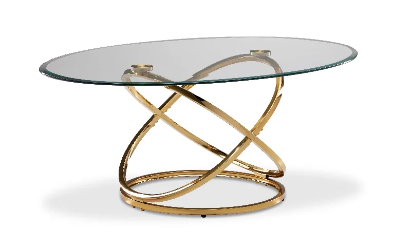 Axis 48" Coffee Table - Glass and Gold