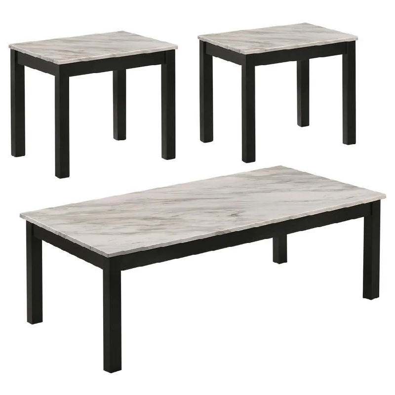 Bates - Faux Marble Top Coffee Table Set