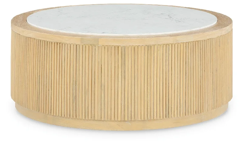 Camdill - Light Brown / White - Round Cocktail Table