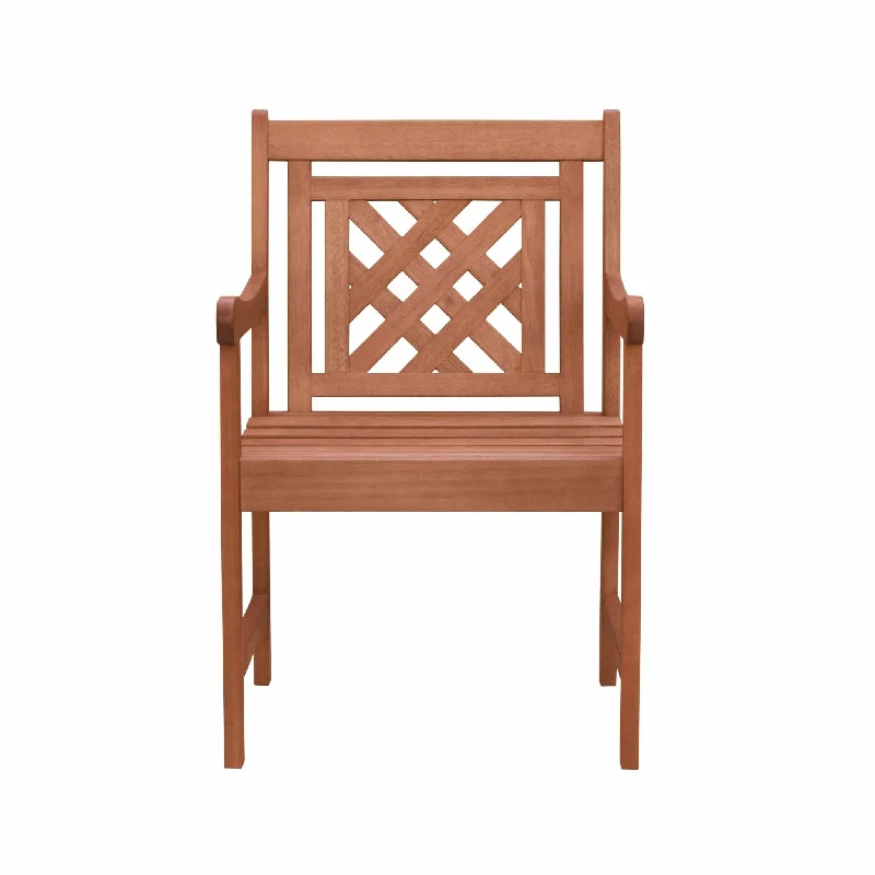 Dining Armchair With Hatched Back - Brown