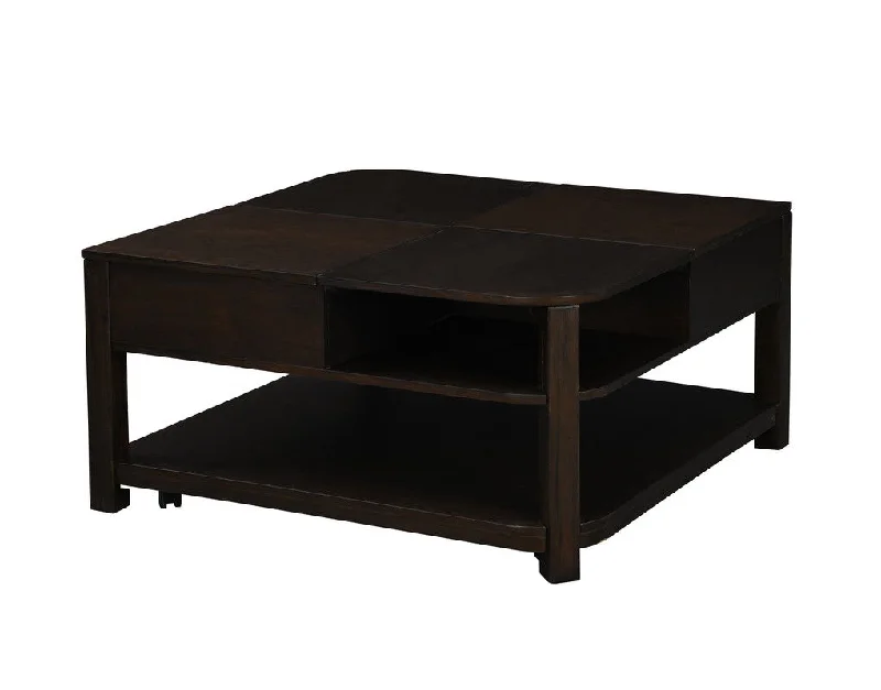 Flora - Lift Top Coffee Table With Shelves - Dark Brown