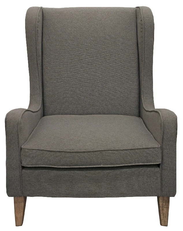 Linen And Natural Solid Color Lounge Chair - Gray