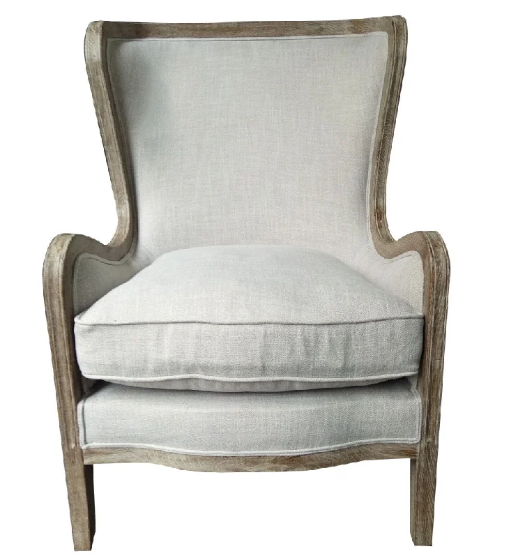 Linen Solid Color Lounge Chair - Ivory Taupe