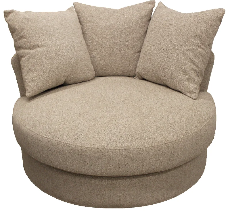 Linen Solid Color Swivel Barrel Chair - Sand