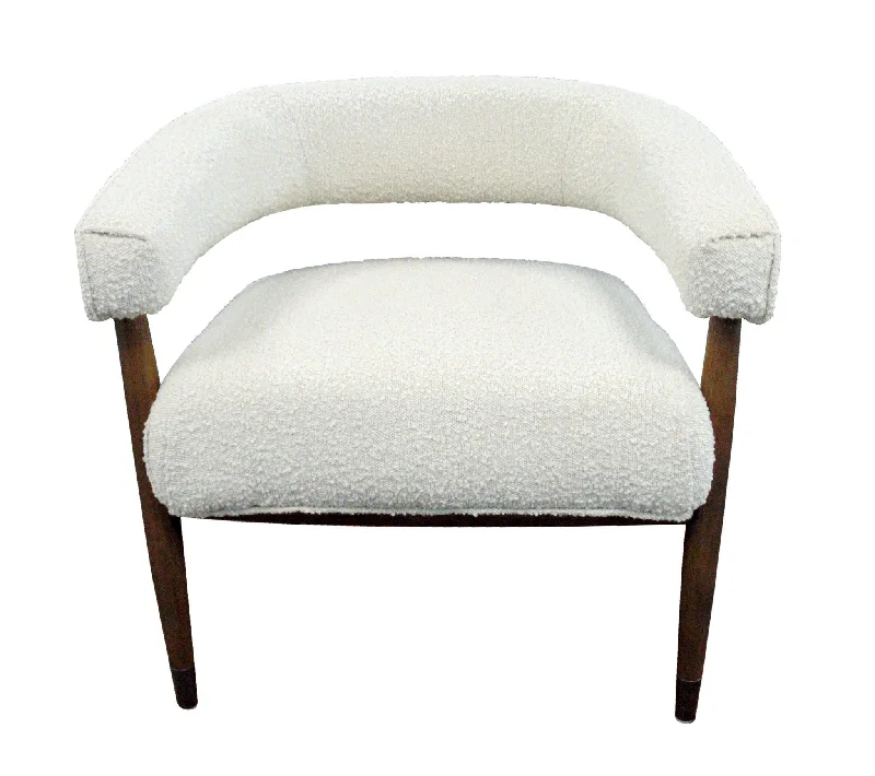 Polyester Blend And Brown Solid Color Arm Chair - Ivory