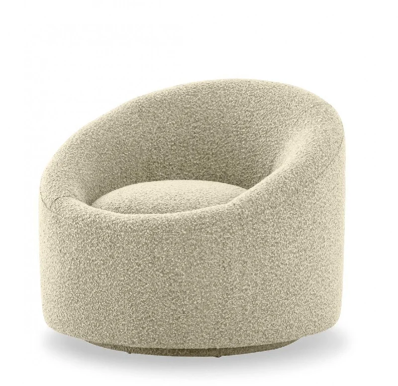 Polyester Solid Color Swivel Barrel Chair - Beige