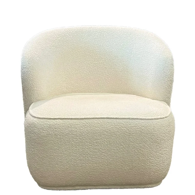 Swivel Boucle Fabric Chair - White