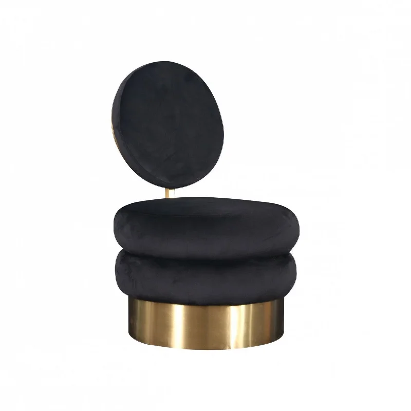 Velvet And Gold Contemporary Barrel Chair - Black