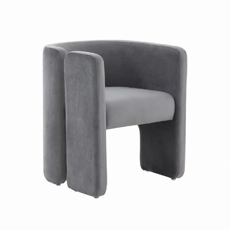 Velvet Asymmetrical Base Arm Chair - Gray